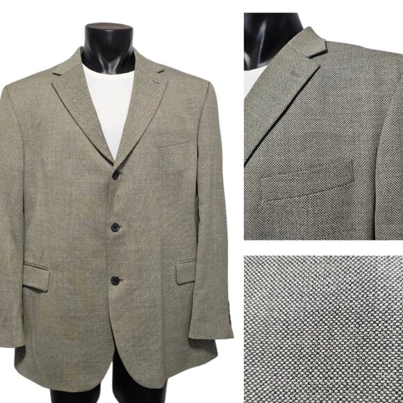 Dockers Black White Three Button Blazer Jacket Sport Coat Wool Blend 48L - Picture 1 of 8